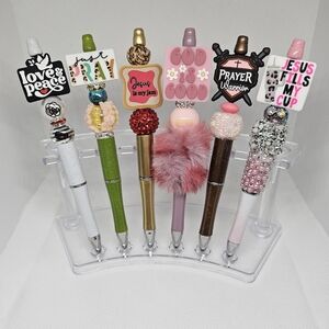 Faith and Love and Peace Religious Bling and Beaded Pen Black Ink